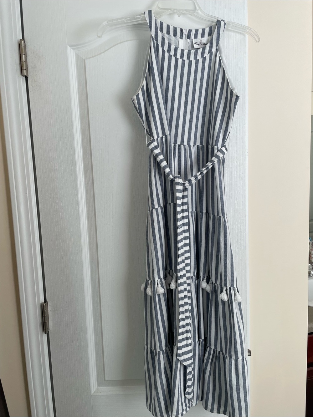 Rampage Navy and White Striped Sundress